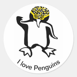 Pinguim - adesivo redondo clássico