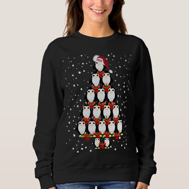 Pinguim Árvore de Natal Suéter de Natal Feio (Frente)