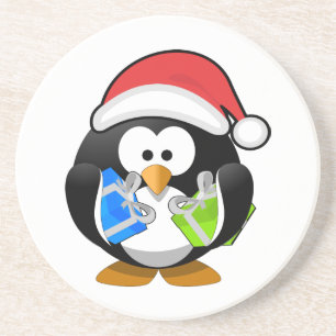 Pinguim bonito com Porta copos de Papai Noel