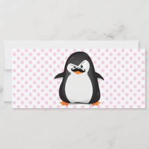 Pinguim branco preto bonito e bigode engraçado