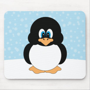 Pinguim carnudo com flocos de neve Mousepad