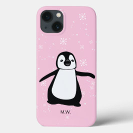 Pinguim-Cinto-Inverno Ilustração de Neve Rosa