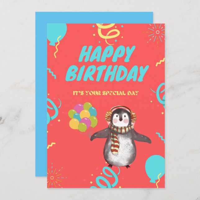 Pinguim com balões (Frente/Verso)