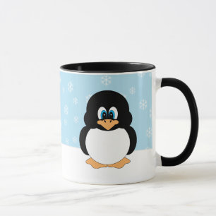 Pinguim com caneca dos flocos de neve