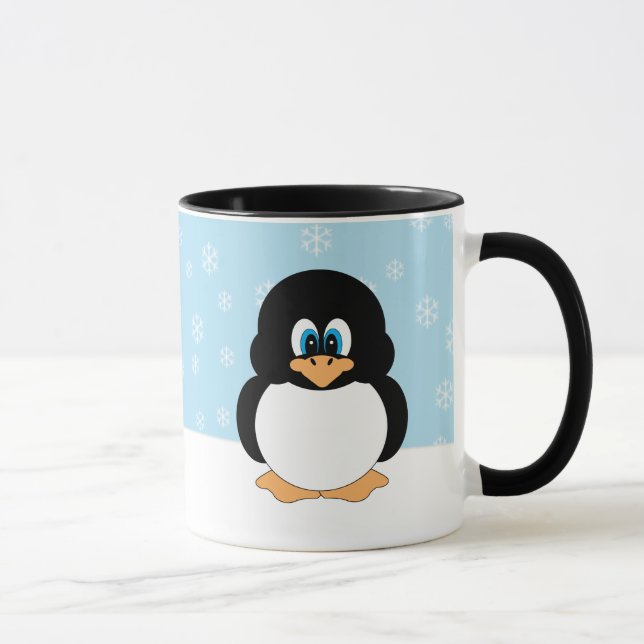Pinguim com caneca dos flocos de neve (Direita)