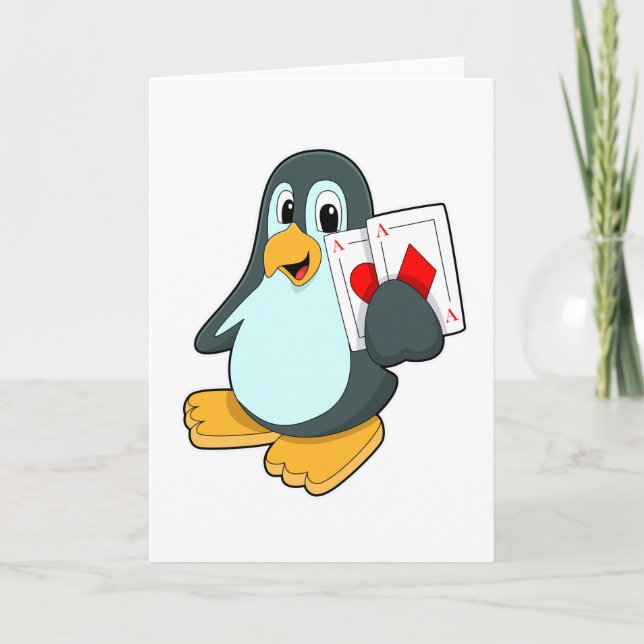 Pinguim com cartões Poker (Frente)