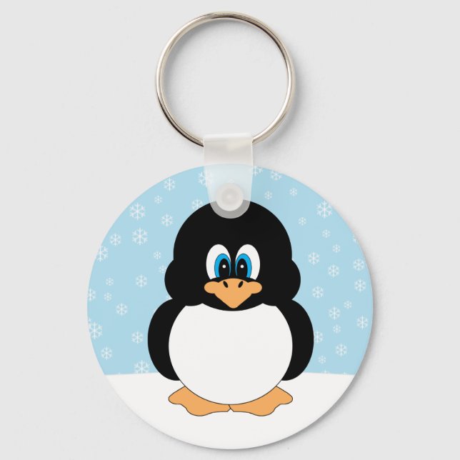 Pinguim com Chaveiro de flocos de neve (Frente)