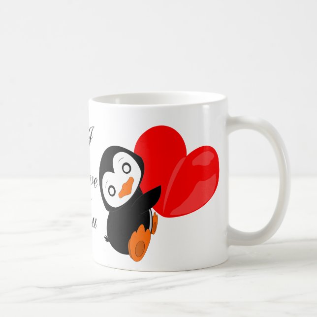 Pinguim com coração - caneca (Direita)