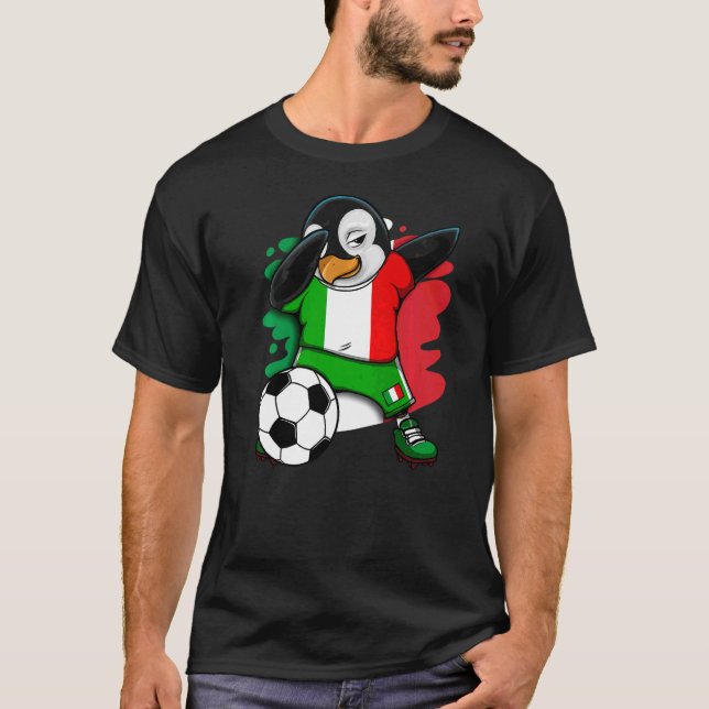 Pinguim Dabbing Itália Camisa de Fãs de Futebol Ba (Frente)