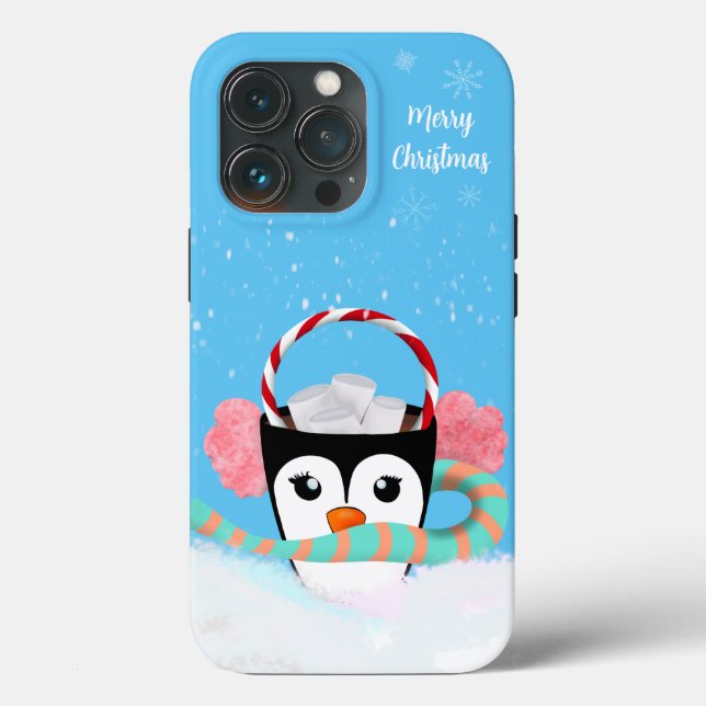 Pinguim de Chocolate Quente de Natal Feliz Natal (Verso)