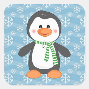 Pinguim de inverno bonito com os adesivos Scarf Ch