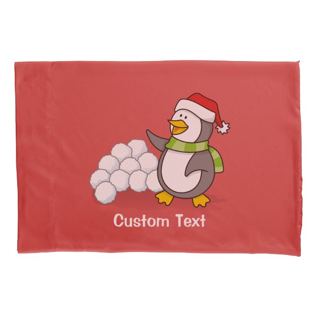 Pinguim de Natal com bolas de neve balançando (Frente)