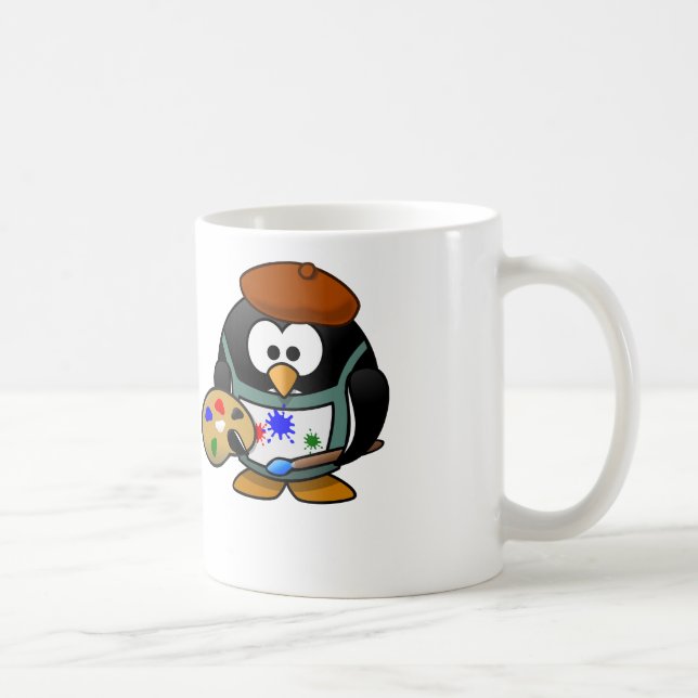 Pinguim do pintor - caneca de café branco (Direita)