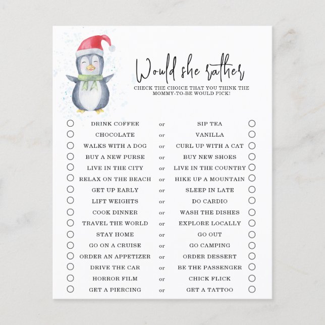 Pinguim - Ela poderia preferencialmente - jogo de  (Frente)