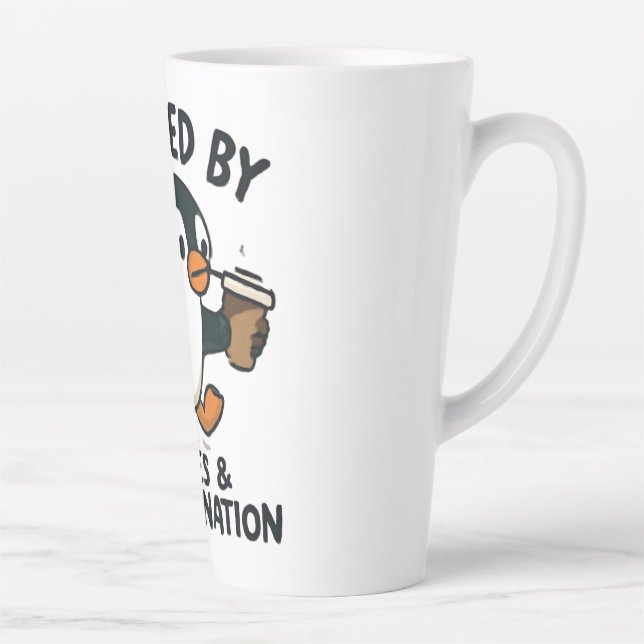 Pinguim Engraçado Correndo com Xícara de Café (Direita)