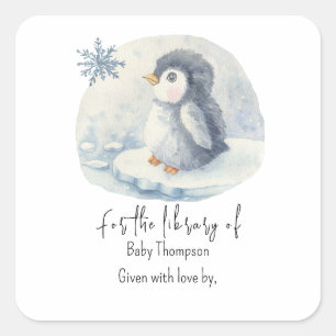 Pinguim - etiqueta de presente de baby shower