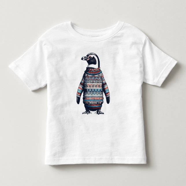 Pinguim Festivo com Suéter Colorido (Frente)