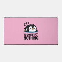 pinguim fofo dormindo, lista de tarefas nada