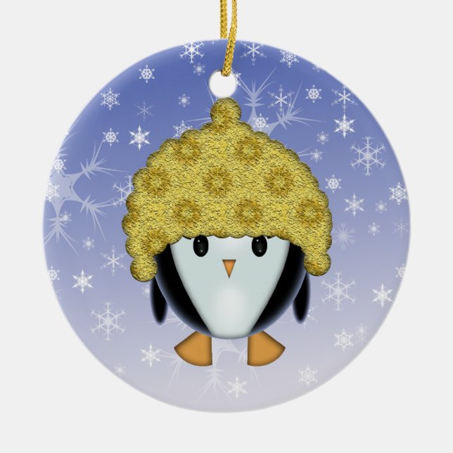Pinguim Fofo em Enfeite de Chapéu (Frente)