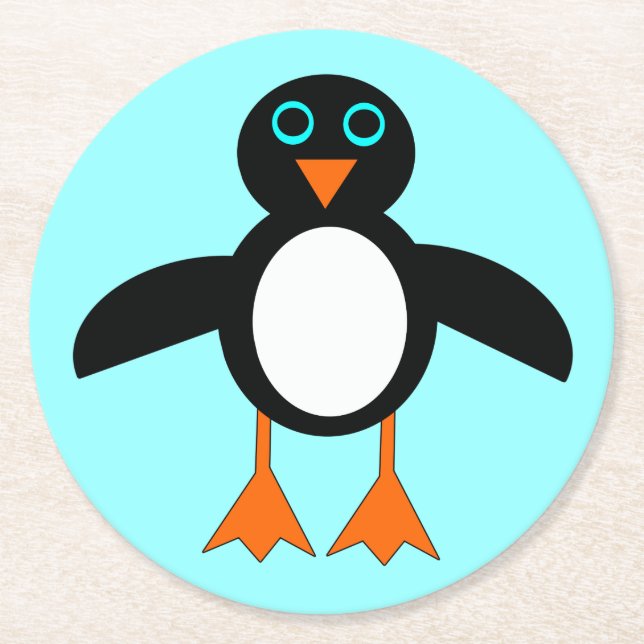 Pinguim Fofo Porta-Copos de Papel (Frente)