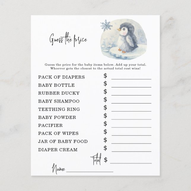 Pinguim - Jogos de festas | Jogo de Adivinhação de (Frente)