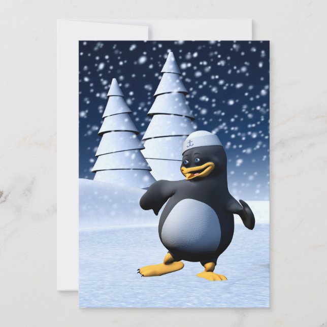 Pinguim Marinheiro Engraçado Dançando (Frente)