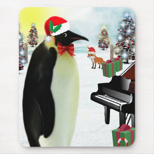 Pinguim Mousepad do Natal (Frente)