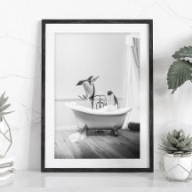 Pinguim numa Poster de banheira