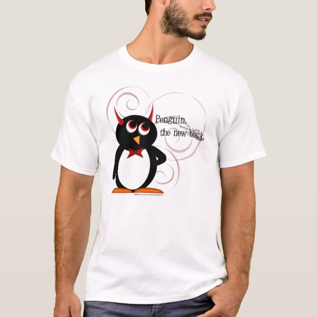 Pinguim, o t-shirt preto novo (Frente)