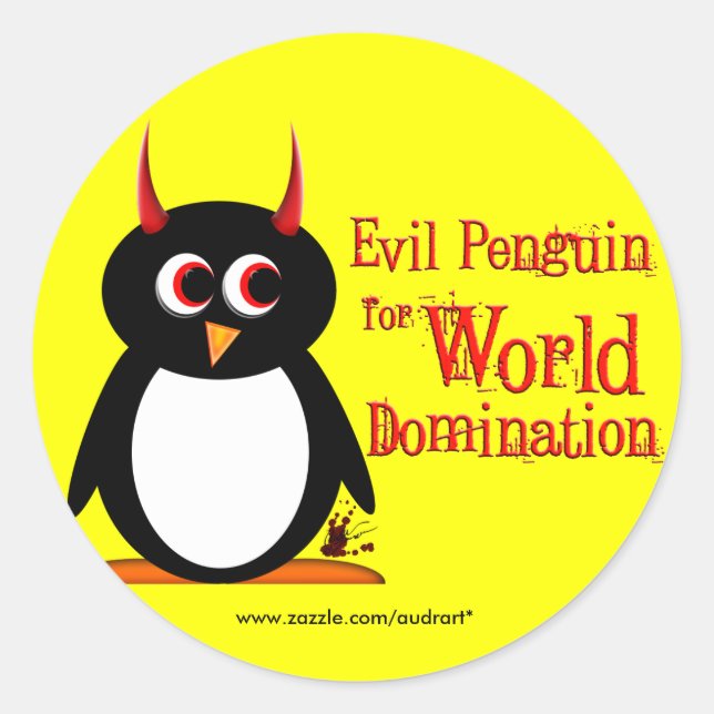 Pinguim para os adesivos de dominação mundial (Frente)
