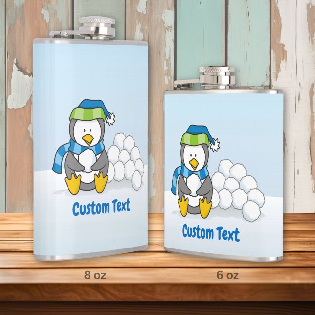 Pinguim pequeno sentado com cantil de neve (Criador carregado)