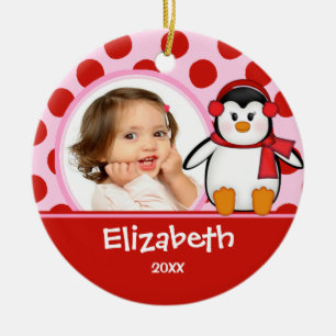 Pinguim personalizado menina dos enfeites de natal