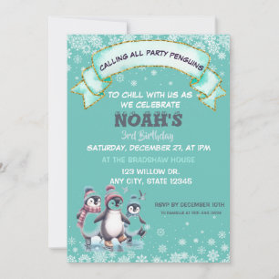 Pinguim Pinguim Flocos de Neve, Convite de Anivers