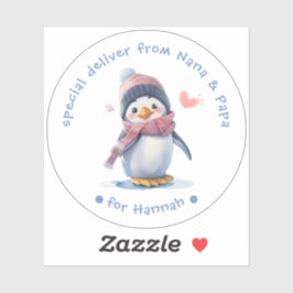 Pinguim Pinguim Rosa Natal para Crianças Etiqueta