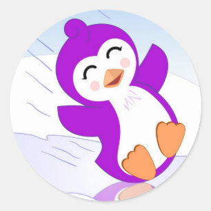 Pinguim roxo em etiquetas do gelo