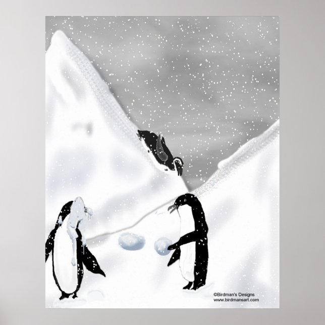 Pinguim Snowball Fight Impressão (Frente)