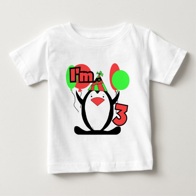 Pinguim sou 3 Camisetas de aniversário e presentes (Frente)