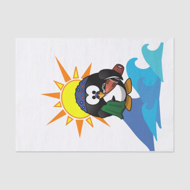 Pinguim Surfer de Papel Tecidual (Frente )