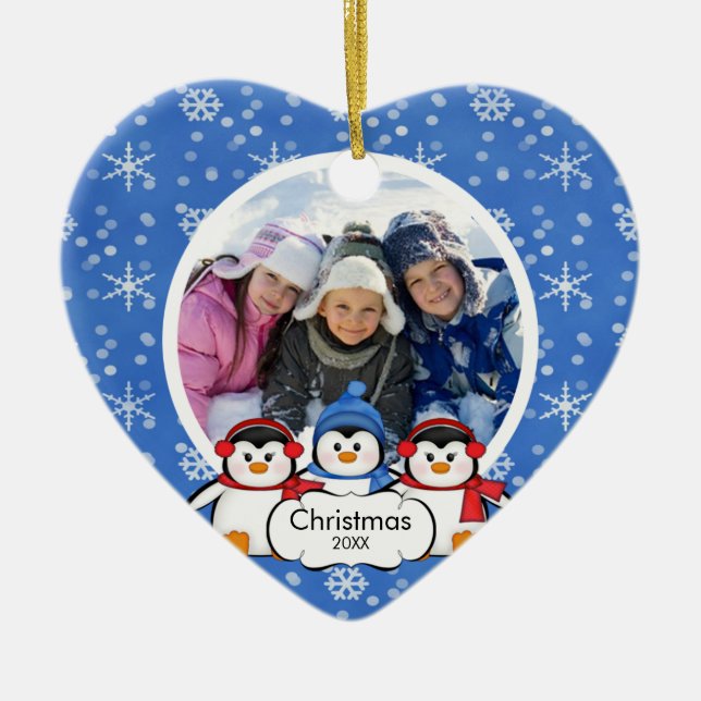 Pinguins bonitos dos enfeites de natal da foto de (Frente)