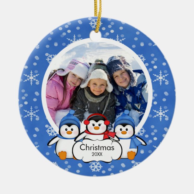 Pinguins bonitos dos enfeites de natal da foto de (Frente)