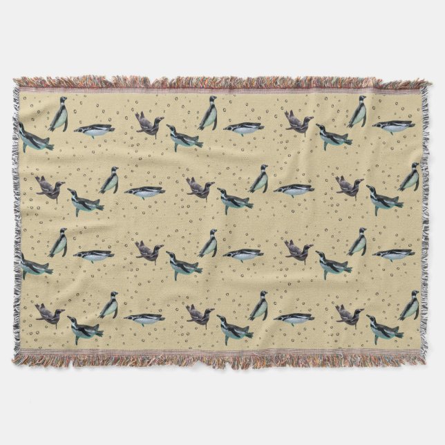 Pinguins Borbulhantes Lançam Cobertor (Dourado) (Frente)