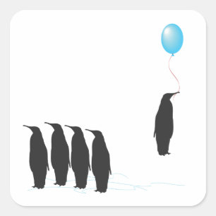 Pinguins com etiquetas do balão