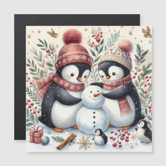 Pinguins Construindo Um Boneco de Neve (Frente/Verso)