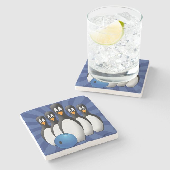 Pinguins de Boliche Pedra Porta-Copos (Lateral)