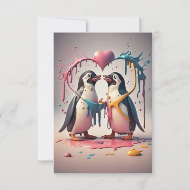 pinguins de casal de pintura (Frente)