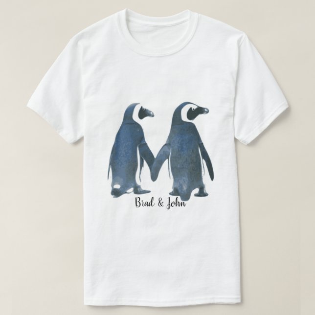 Pinguins de Gay LGBTQ personalizáveis em camiseta  (Frente do Design)
