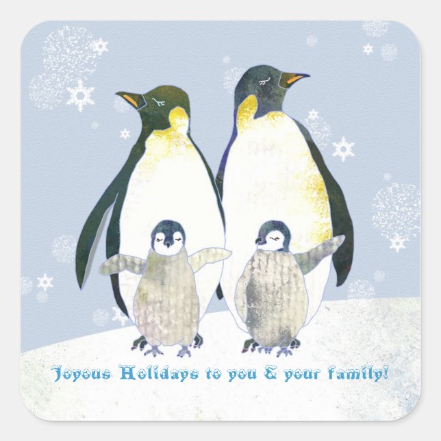 Pinguins de inverno, adesivos de envelopes de féri (Frente)
