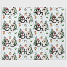 Pinguins de Natal Fofo & Papel de embrulho de Nata