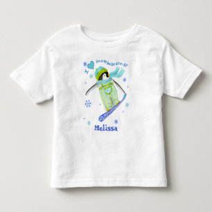 Pinguins no jogo, snowboarding, t-shirt infantil