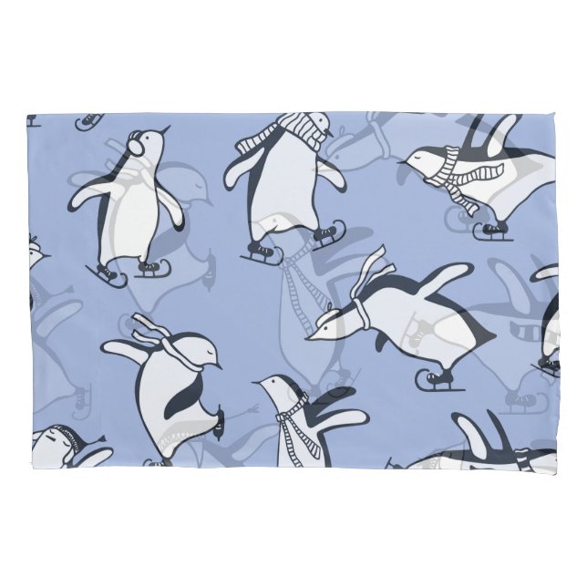 Pinguins patinando, modelo de vintagem desenhado à (Frente)